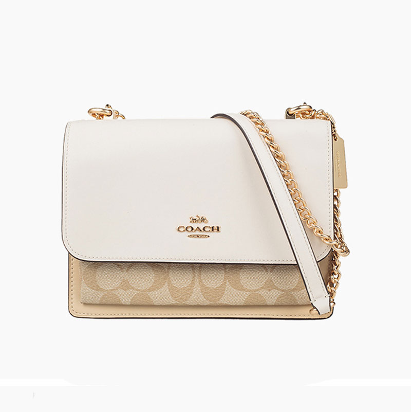 COACH/蔻驰 翻盖单肩斜挎包  白拼卡其老花  90635