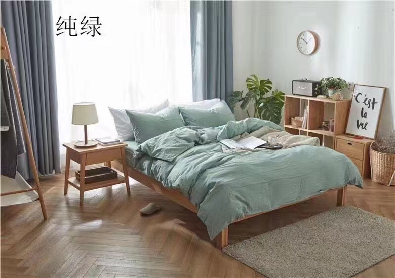 福家水洗棉素色四件套  纯绿1.5米床
