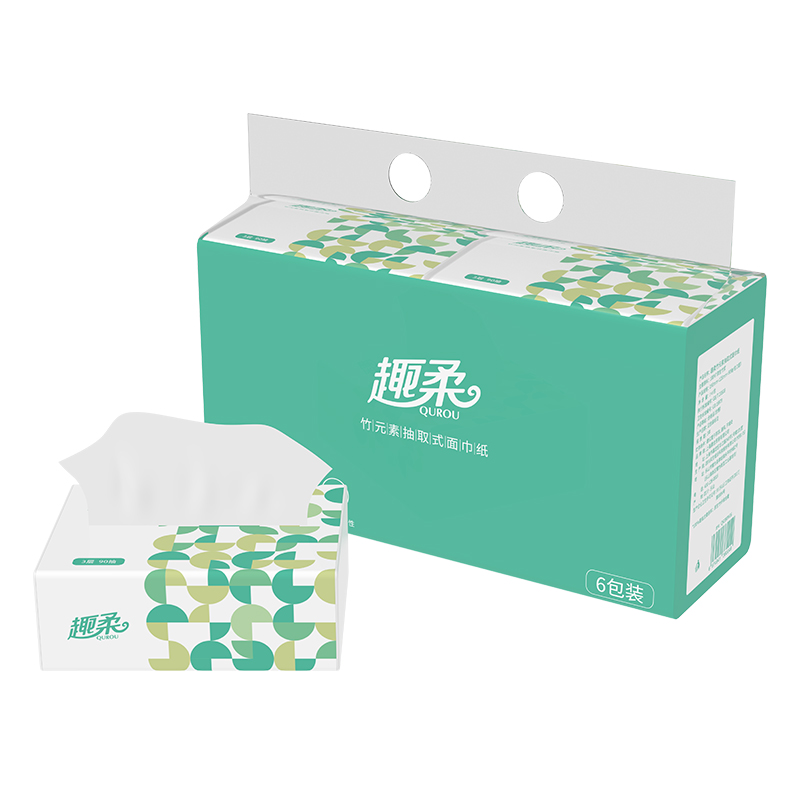 趣柔抽纸 干湿两用 3层90抽*6包/提*3提偏远地区不发